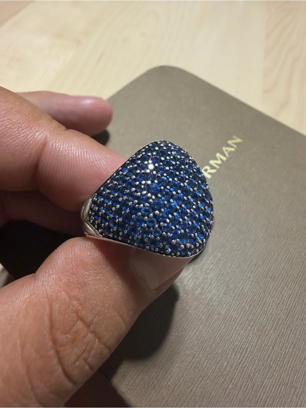 David Yurman Sapphire Dome Heirloom Ring Silver - Size 12